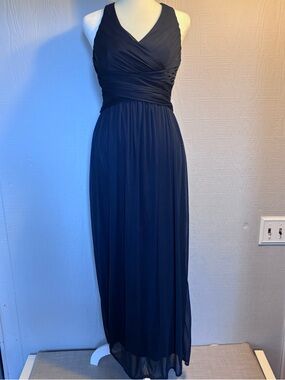 David’s Bridal Bridesmaid Dress Navy Blue Size 2 Women’s Floor Length Cross Back